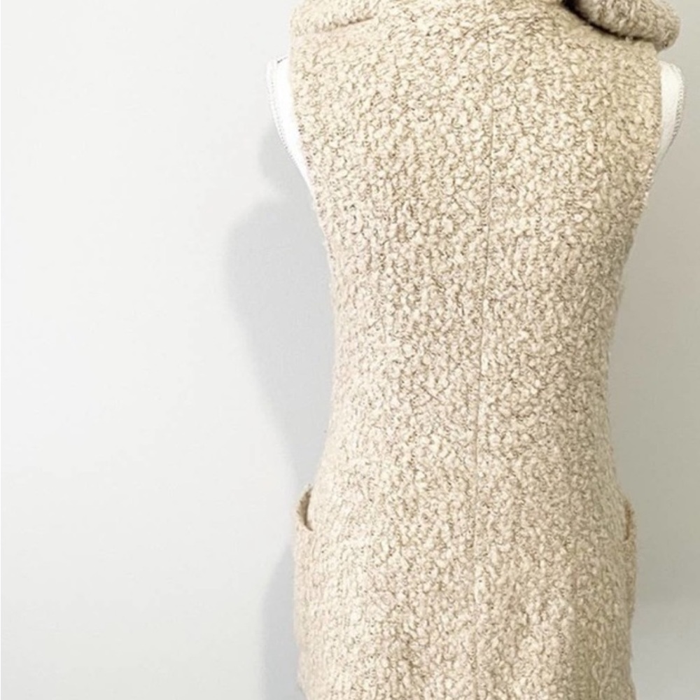Miss me tan wool vest cowl neck hooded size small button pockets - Picture 6 of 8